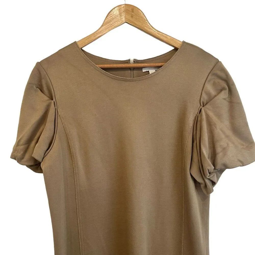 COS Tan Sheath Short Puff Sleeve Midi Dress - Picture 5 of 8